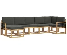 Lauko sofos komplektas 7 pcs Balta ir antracito Poliesteris