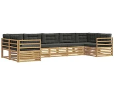 Lauko sofos komplektas 7 pcs Balta ir antracito Poliesteris