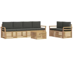 Lauko sofos komplektas 7 pcs Balta ir antracito Poliesteris