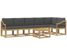 Lauko sofos komplektas 7 pcs Balta ir antracito Poliesteris