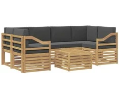 Lauko sofos komplektas 7 pcs Balta ir antracito Poliesteris