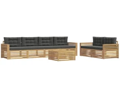 Lauko sofos komplektas 7 pcs Balta ir antracito