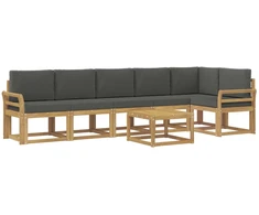 Lauko sofos komplektas 7 pcs Balta ir antracito Poliesteris