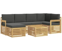 Lauko sofos komplektas 7 pcs Balta ir antracito Poliesteris