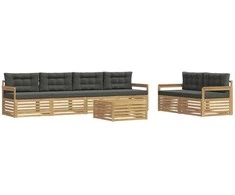 Lauko sofos komplektas 7 pcs Balta ir antracito Poliesteris