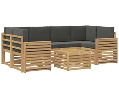 Lauko sofos komplektas 7 pcs Balta ir antracito Poliesteris