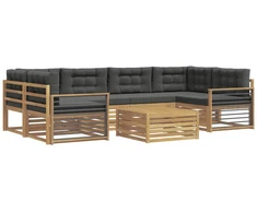 Lauko sofos komplektas 7 pcs Balta ir antracito Poliesteris