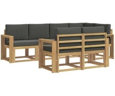Lauko sofos komplektas 7 pcs Balta ir antracito Poliesteris