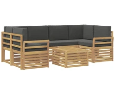 Lauko sofos komplektas 7 vnt. Balta ir antracito Poliesteris