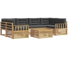 Lauko sofos komplektas 7 pcs Balta ir antracito Poliesteris