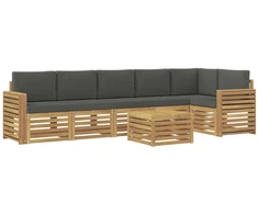 Lauko sofos komplektas 7 pcs Balta ir antracito 59 x 59 x 37 cm