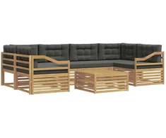 Lauko sofos komplektas 7 pcs Balta ir antracito Poliesteris