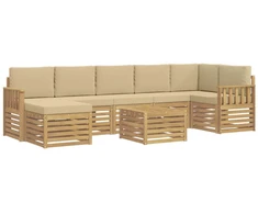 Lauko sofos komplektas 7 pcs Balta ir Bežė 59 x 59 x 37 cm