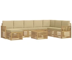 Lauko sofos komplektas 7 pcs Balta ir Bežė 59 x 59 x 37 cm
