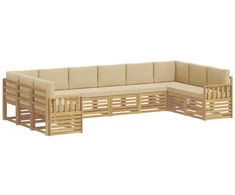 Lauko sofos komplektas 7 pcs Balta ir Bežė 363 x 187,5 x 73 cm
