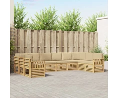 Lauko sofos komplektas 7 pcs Balta ir Bežė 363 x 187,5 x 73 cm