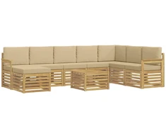 Lauko sofos komplektas 7 pcs Balta ir Bežė 59 x 59 x 37 cm