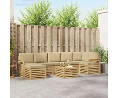 Lauko sofos komplektas 7 pcs Balta ir Bežė 59 x 59 x 37 cm