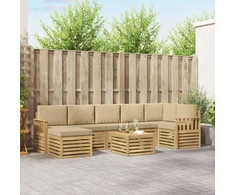 Lauko sofos komplektas 7 pcs Balta ir Bežė 59 x 59 x 37 cm