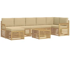 Lauko sofos komplektas 7 pcs Balta ir Bežė 59 x 59 x 37 cm