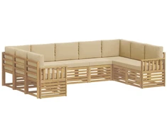 Lauko sofos komplektas 7 pcs Balta ir Bežė 304 x 128,5 x 73 cm