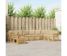 Lauko sofos komplektas 7 pcs Balta ir Bežė 363 x 187,5 x 73 cm