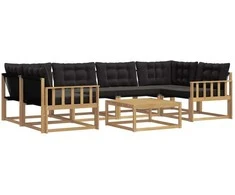 Lauko sofos komplektas 7 pcs Balta ir juoda 79 x 79 x 37 cm
