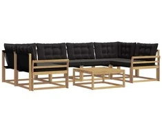 Lauko sofos komplektas 7 pcs Balta ir juoda 79 x 79 x 37 cm