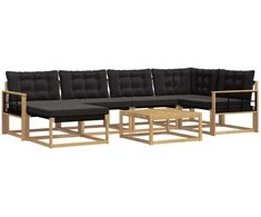 Lauko sofos komplektas 7 pcs Balta ir juoda 79 x 79 x 37 cm