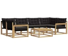Lauko sofos komplektas 7 pcs Balta ir juoda 79 x 79 x 37 cm