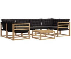 Lauko sofos komplektas 7 pcs Balta ir juoda 79 x 79 x 37 cm