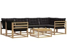 Lauko sofos komplektas 7 pcs Balta ir juoda 79 x 79 x 37 cm