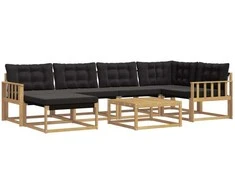 Lauko sofos komplektas 7 pcs Balta ir juoda 79 x 79 x 37 cm