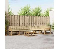 Lauko sofos komplektas 7 pcs Balta ir kreminė 79 x 79 x 37 cm