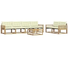 Lauko sofos komplektas 7 pcs Balta ir kreminė 79 x 79 x 37 cm