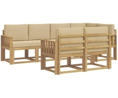 Lauko sofos komplektas 7 pcs Balta ir kreminė Poliesteris