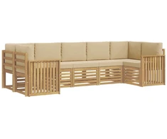 Lauko sofos komplektas 7 pcs Balta ir kreminė