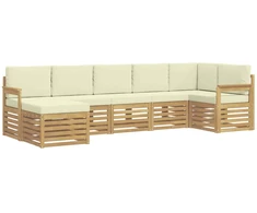 Lauko sofos komplektas 7 pcs Balta ir kreminė