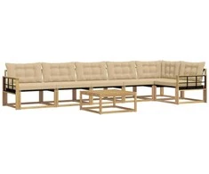 Lauko sofos komplektas 7 pcs Balta ir kreminė 79 x 79 x 37 cm
