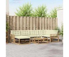 Lauko sofos komplektas 7 pcs Balta ir kreminė 79 x 79 x 37 cm