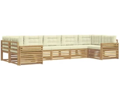 Lauko sofos komplektas 7 pcs Balta ir kreminė