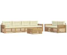 Lauko sofos komplektas 7 pcs Balta ir kreminė