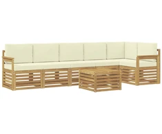 Lauko sofos komplektas 7 pcs Balta ir kreminė 59 x 59 x 37 cm