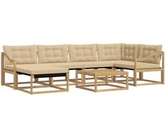 Lauko sofos komplektas 7 pcs Balta ir kreminė 79 x 79 x 37 cm