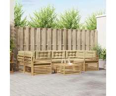 Lauko sofos komplektas 7 pcs Balta ir kreminė