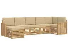 Lauko sofos komplektas 7 pcs Balta ir kreminė