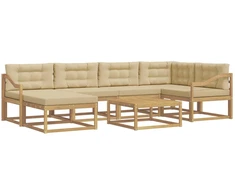 Lauko sofos komplektas 7 pcs Balta ir kreminė