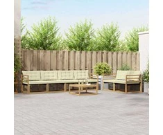 Lauko sofos komplektas 7 pcs Balta ir kreminė 79 x 79 x 37 cm