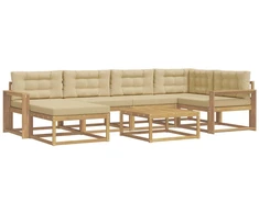 Lauko sofos komplektas 7 pcs Balta ir kreminė