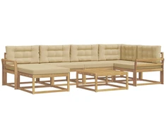 Lauko sofos komplektas 7 pcs Balta ir kreminė